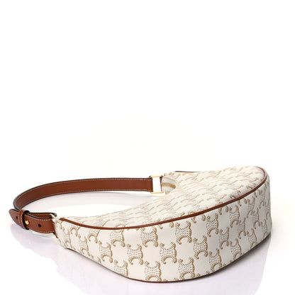 Celine Canvas Calfskin Ava Triomphe Shoulder Bag White 3 of 4