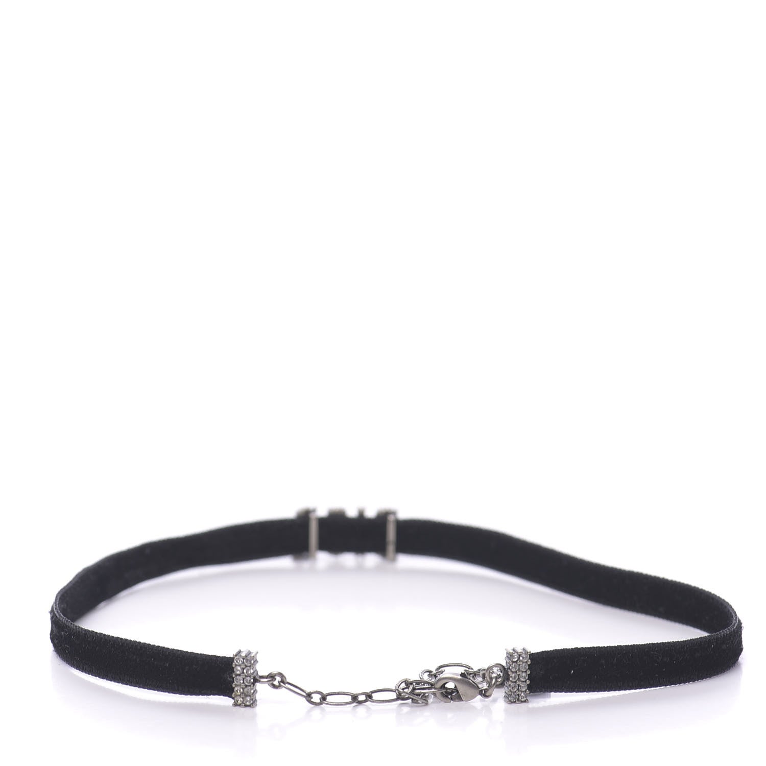 Christian Dior Velvet Crystal DIOR Choker Necklace Black 3 of 6