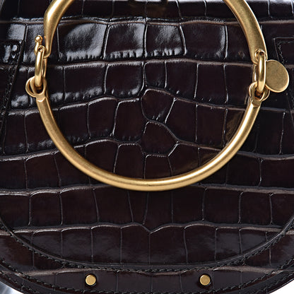Chloe Suede Calfskin Crocodile Embossed Small Nile Bracelet Bag Profound Brown 11 of 11