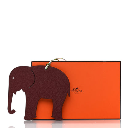Hermes Epsom Togo Petit H Elephant Bag Charm Black Rouge H 4 of 4