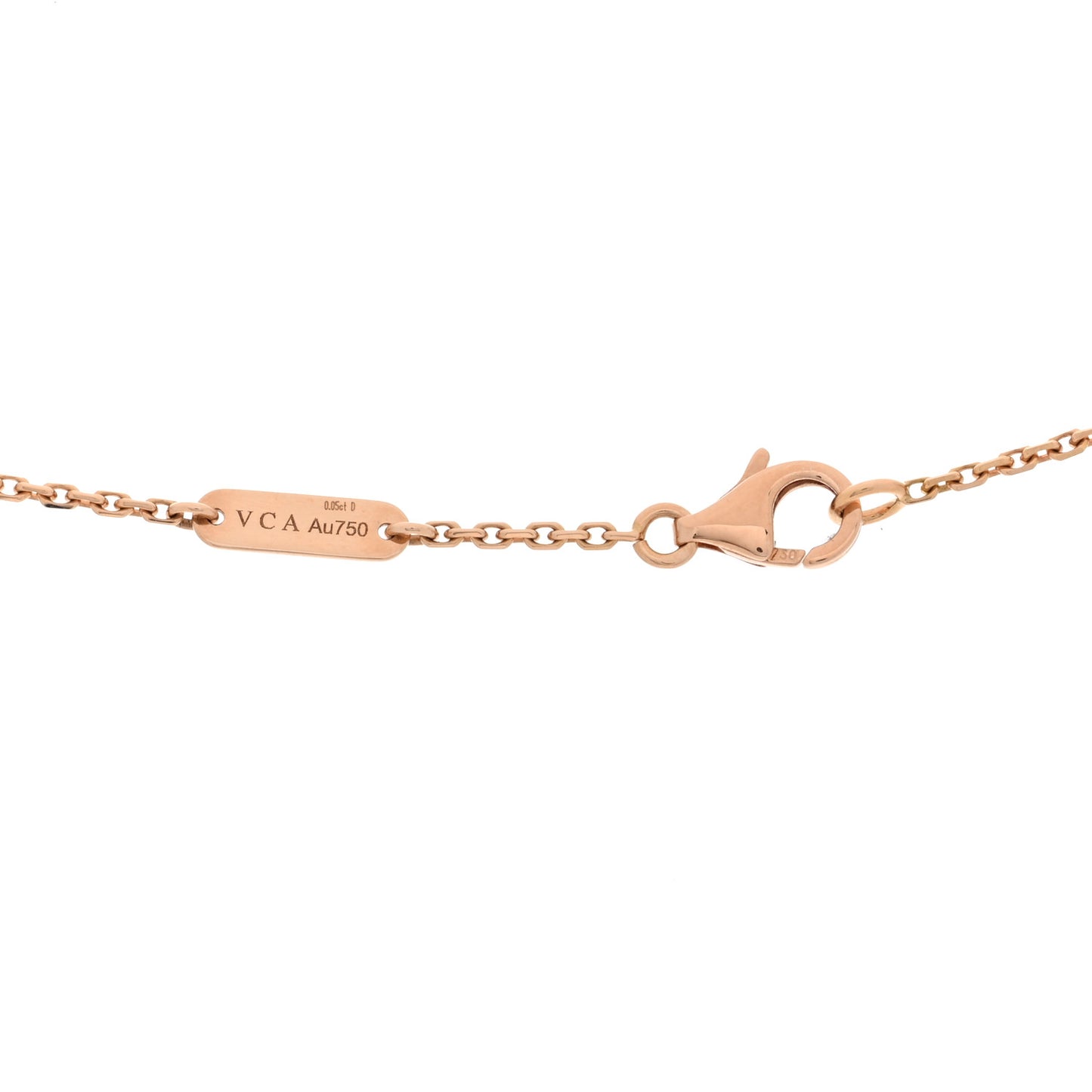 18K Rose Gold Diamond Pink Porcelain Vintage Alhambra Pendant Necklace