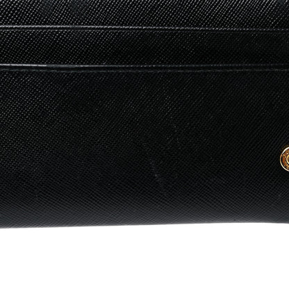 Prada Saffiano Metal Continental Flap Wallet Black 9 of 21