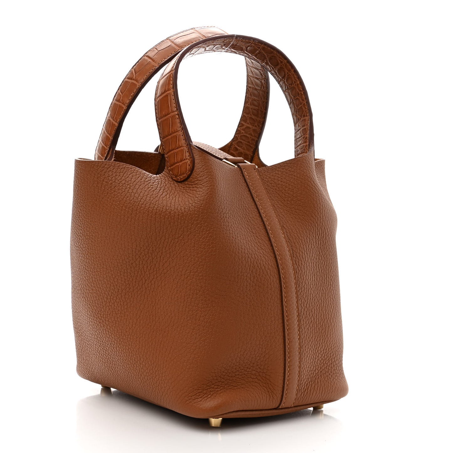 Taurillon Clemence Matte Alligator Picotin Lock Touch 18 PM Gold