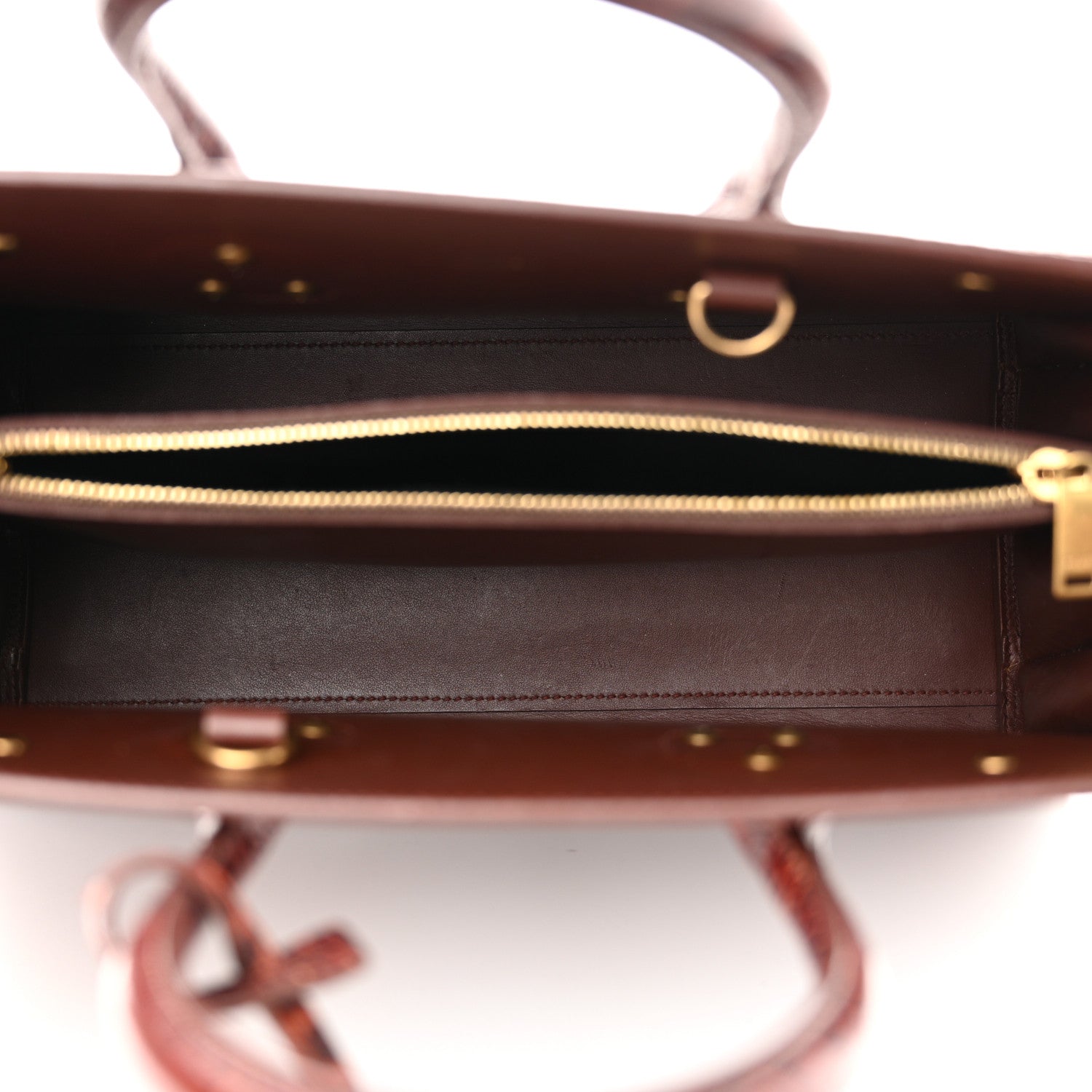 Saint Laurent Calfskin Crocodile Embossed Small Sac De Jour Dark Blood 5 of 13