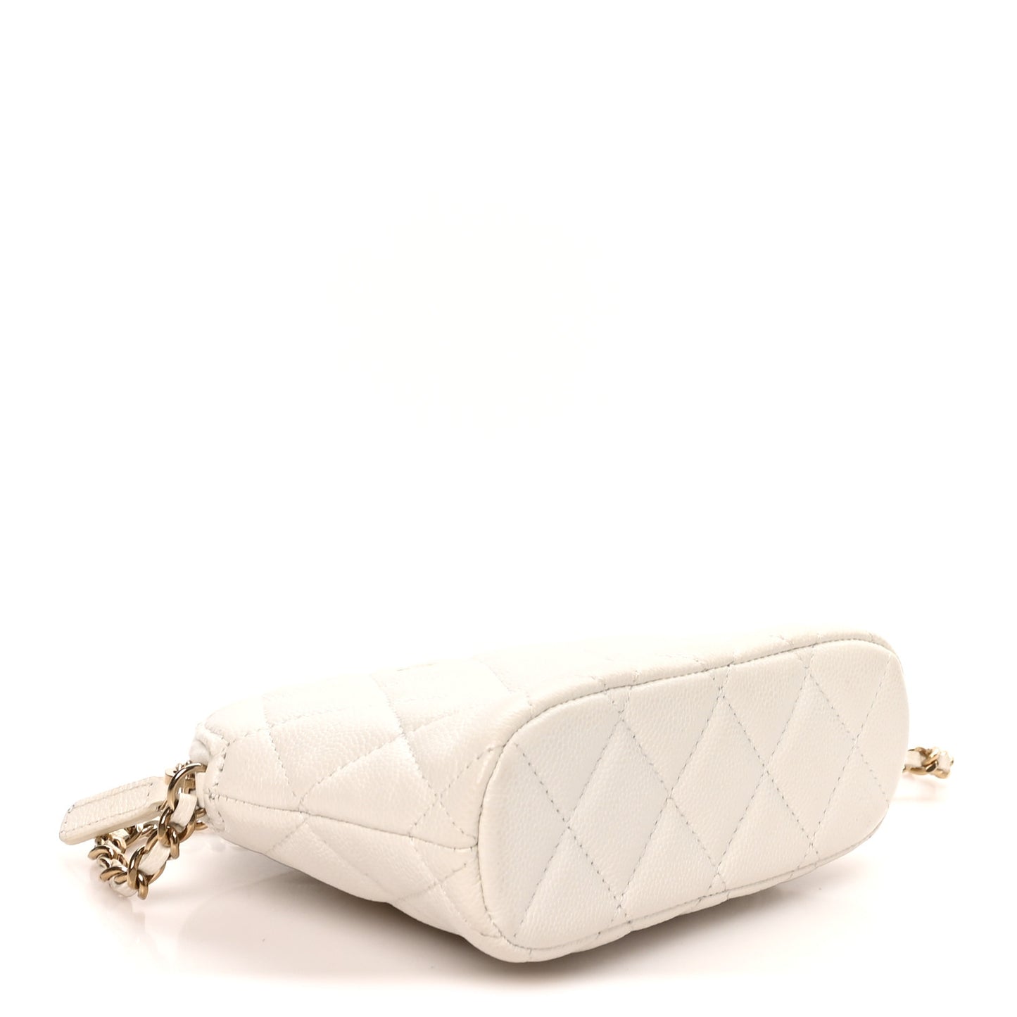 Caviar Quilted Classic Clutch with Chain White