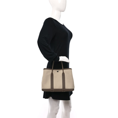 Hermes Twill D Negonda Garden Party 30 TPM Tote Beton Etoupe 2 of 10