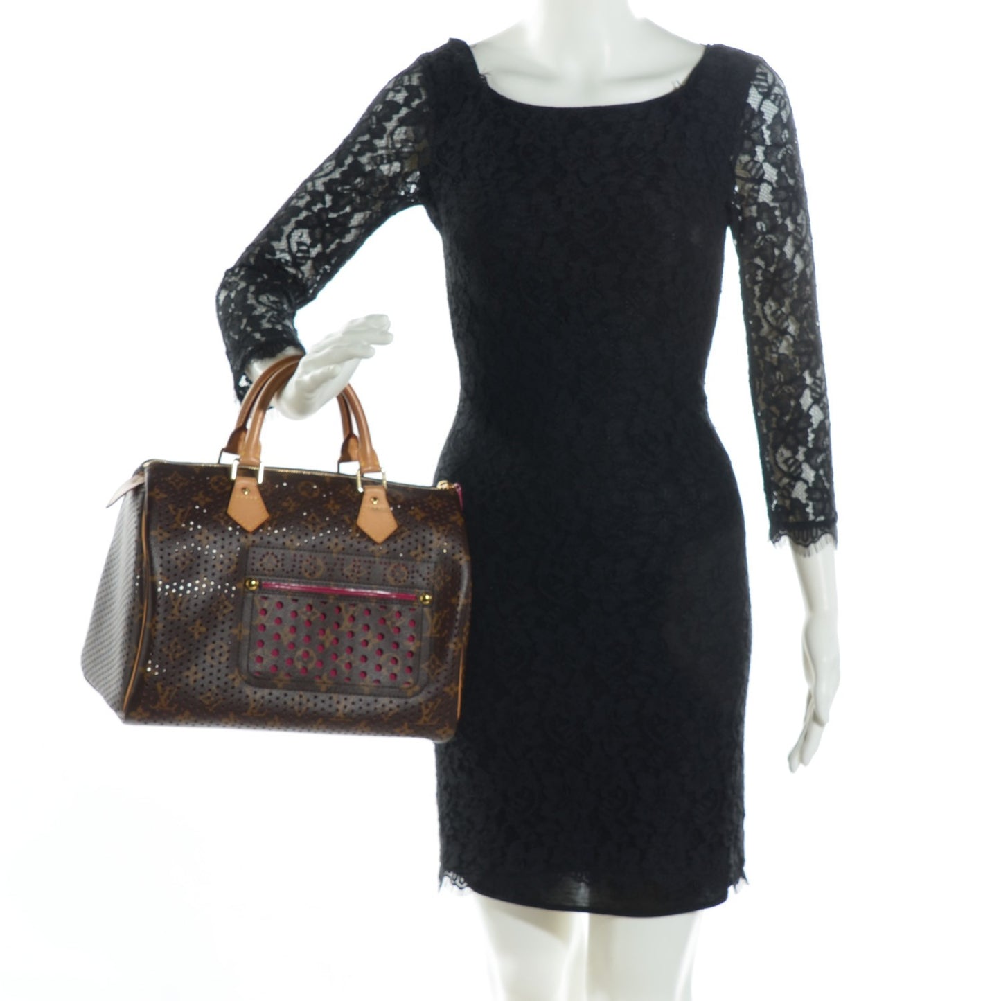 Monogram Perforated Speedy 30 Fuchsia
