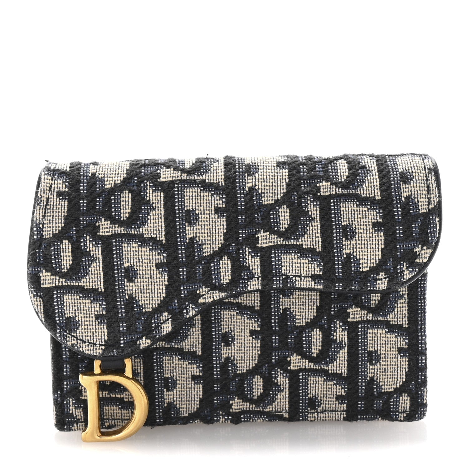 Christian Dior Oblique Saddle Card Holder Blue 1 of 7