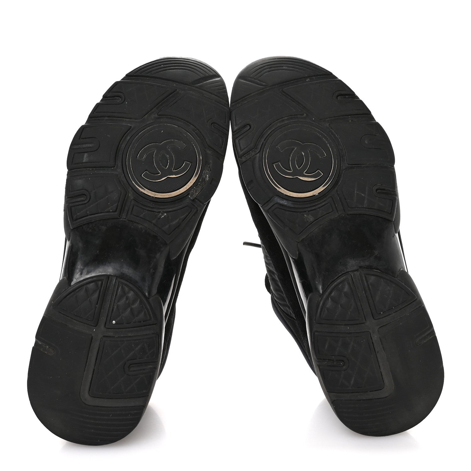 Chanel Fabric Calfskin Suede CC Sneakers 36.5 Black 6 of 8