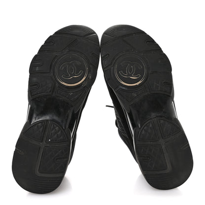 Chanel Fabric Calfskin Suede CC Sneakers 36.5 Black 6 of 8