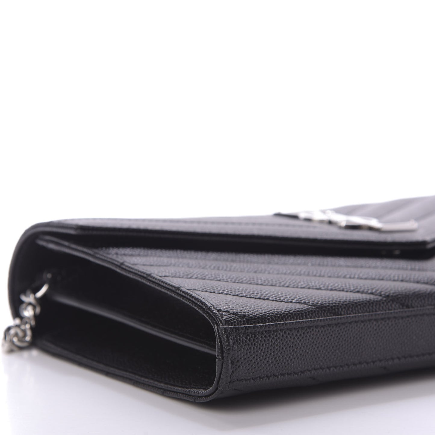 Grain De Poudre Matelasse Chevron Monogram Chain Wallet Black