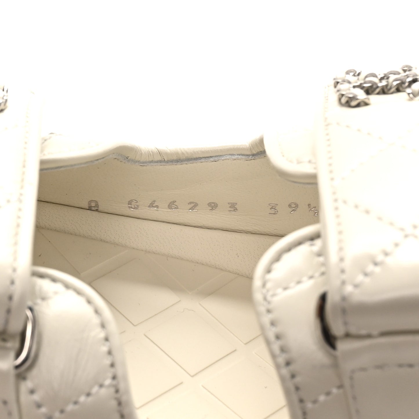 Shiny Calfskin Chain CC Velcro Dad Platform Sandals 39.5 White