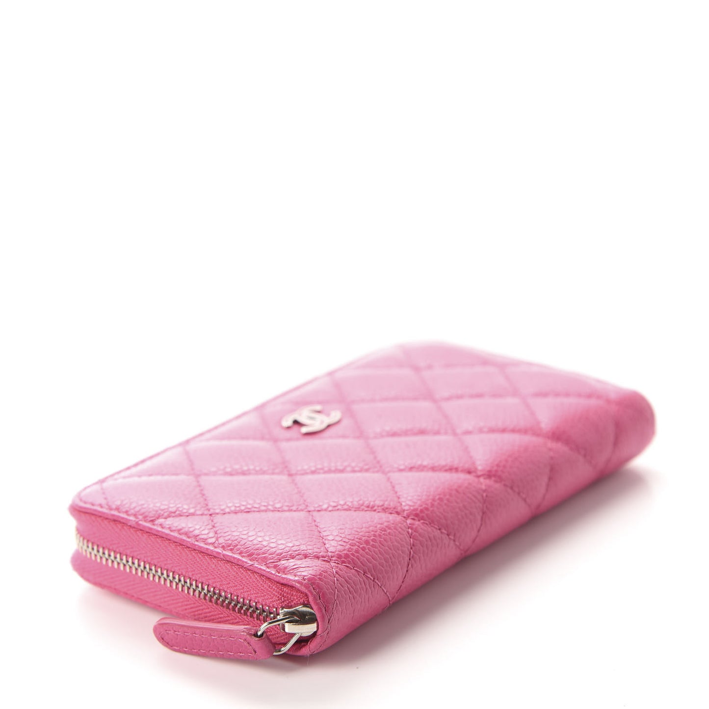 Caviar Quilted Medium Zip Around Wallet Pink