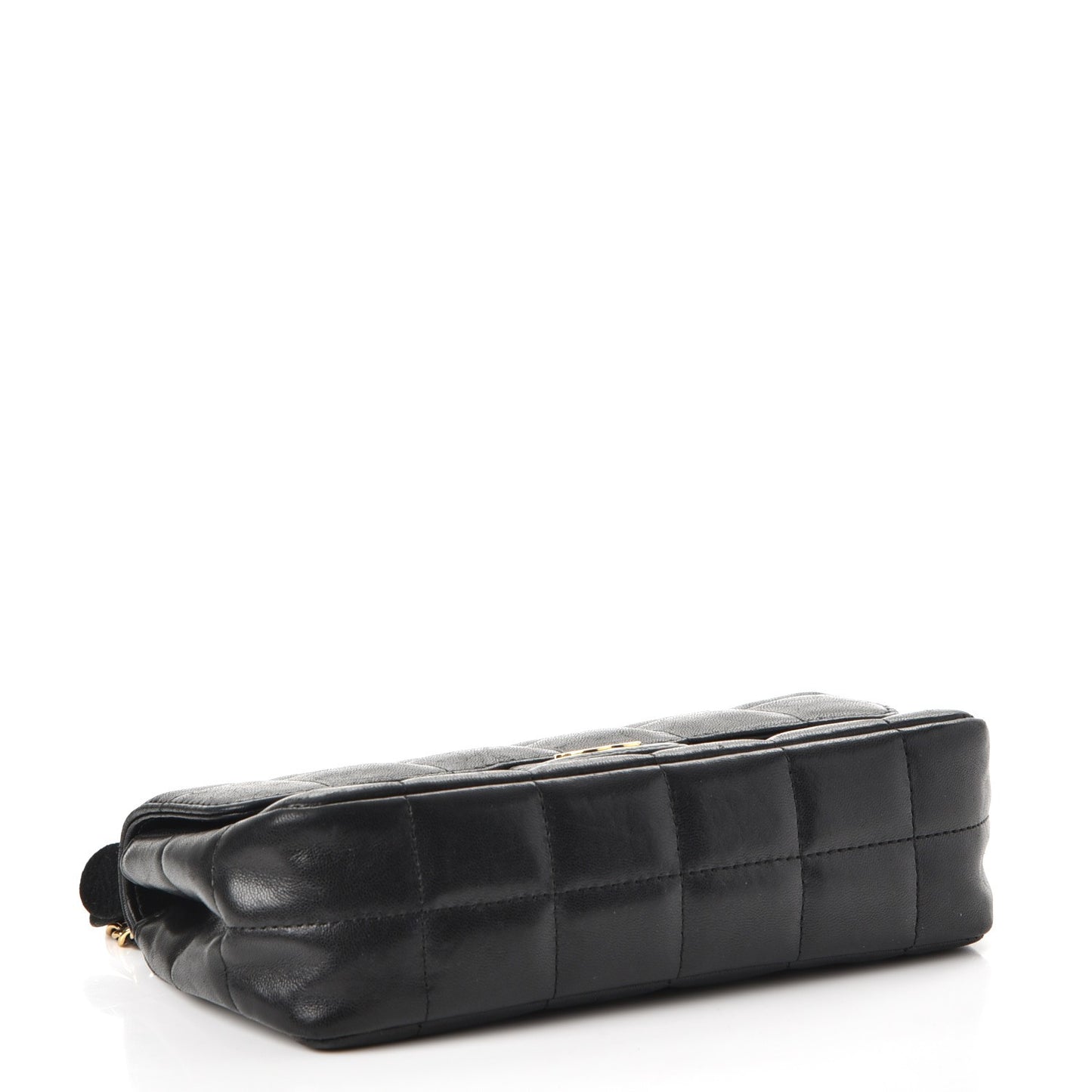 Lambskin Quilted Mini Chocolate Bar Camellia Flap Black
