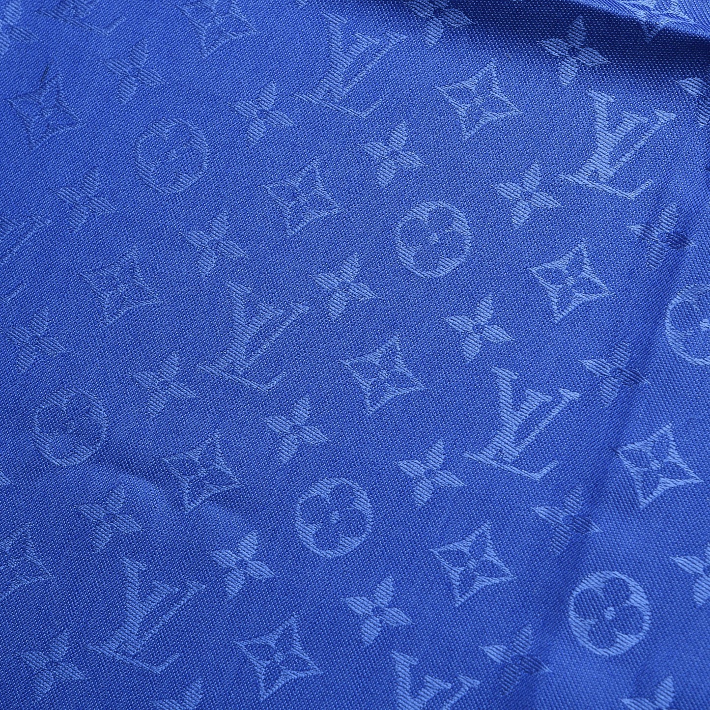 Wool Silk Monogram Shawl Blue