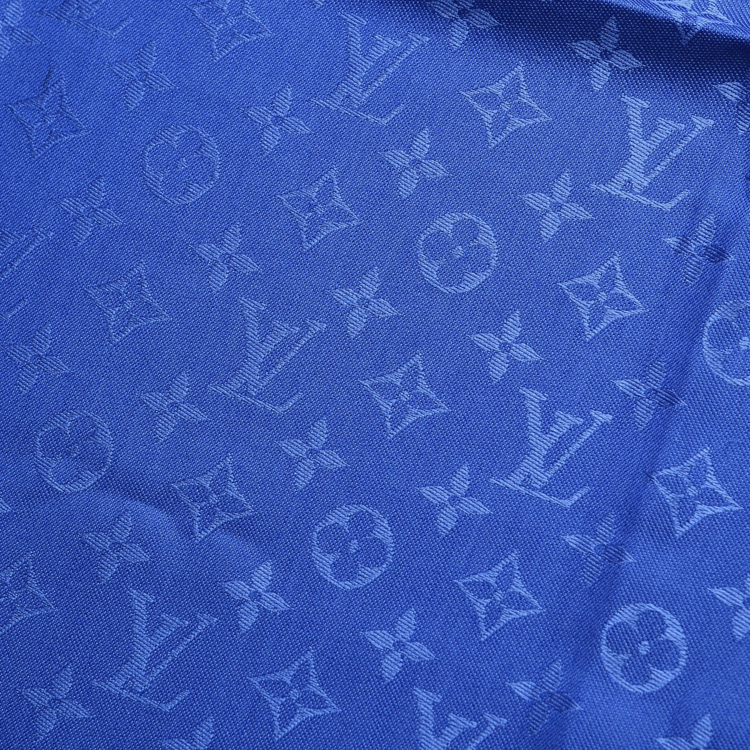 Louis Vuitton Wool Silk Monogram Shawl Blue 4 of 5