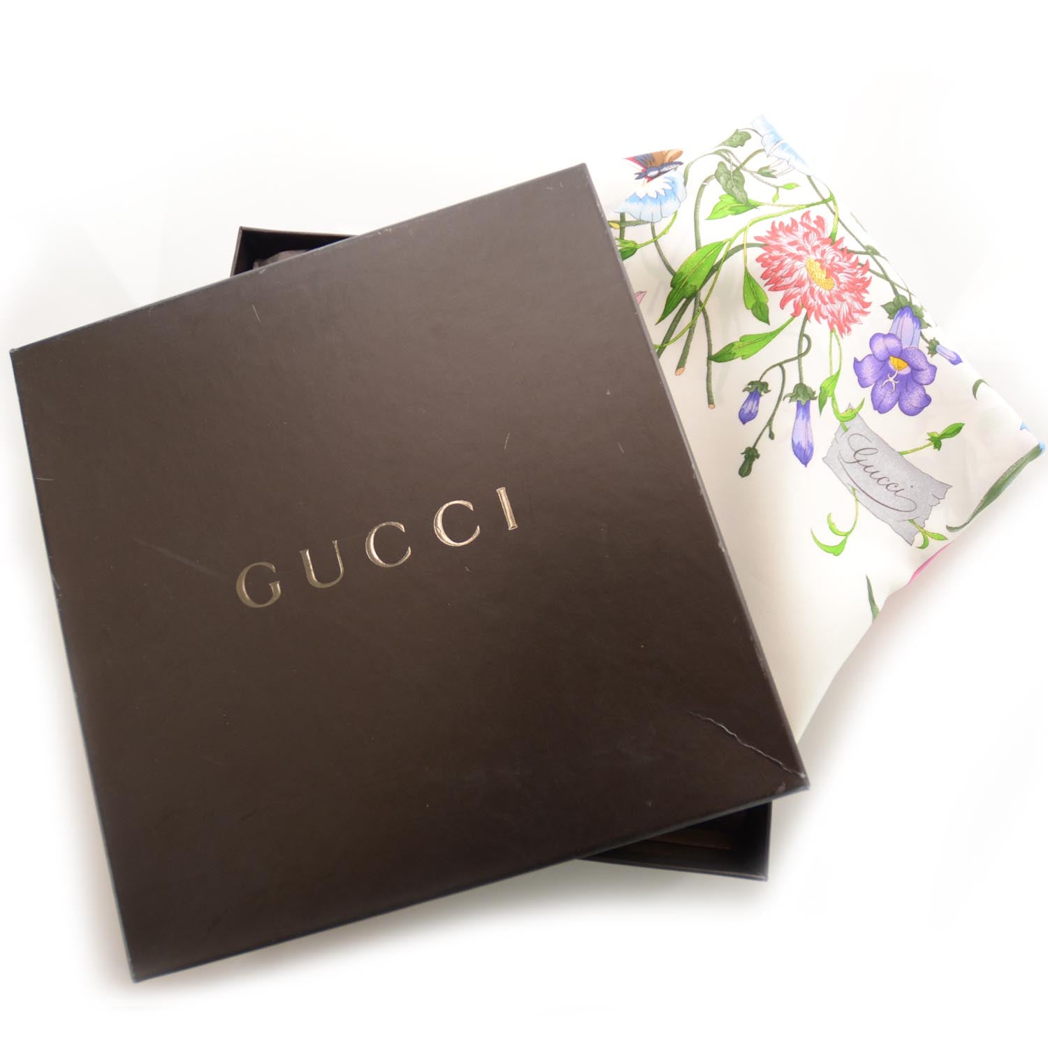 Gucci Silk Twill Flora Square Scarf White 6 of 7