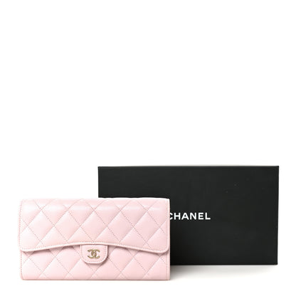 Chanel Caviar Quilted Large Gusset Flap Wallet Light Pink 10 of 10