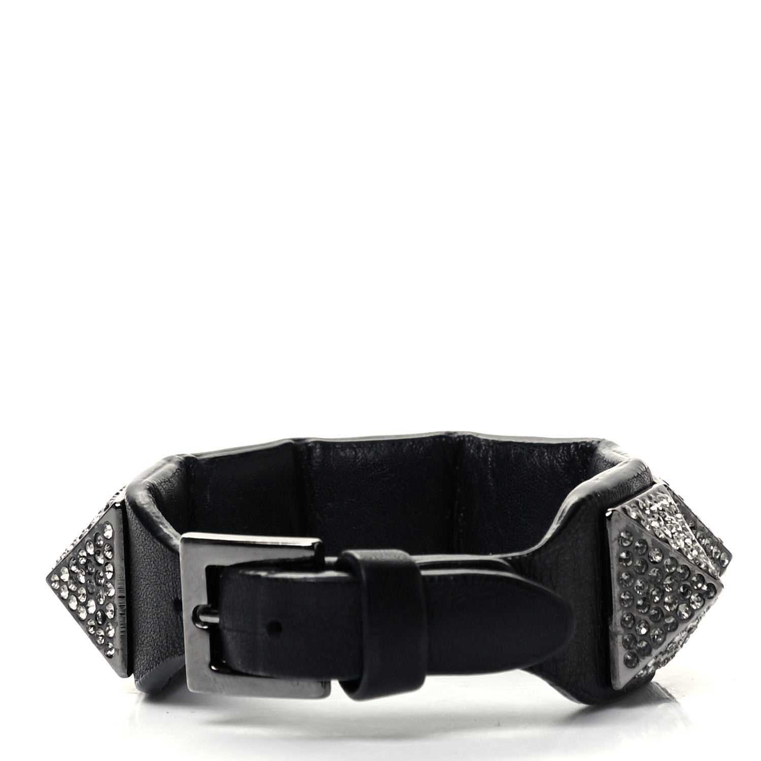 Valentino Garavani Calfskin Crystal Macro Rockstud Bracelet Black 3 of 4
