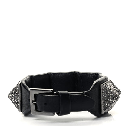 Valentino Garavani Calfskin Crystal Macro Rockstud Bracelet Black 3 of 4