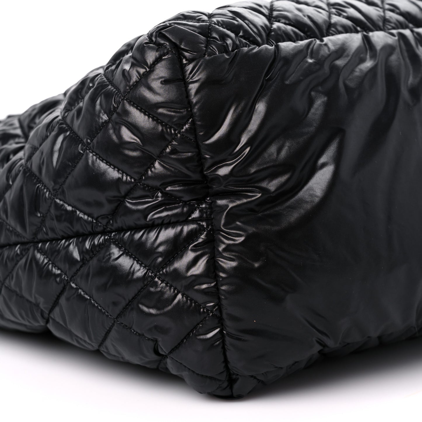 Nylon Quilted Large Coco Cocoon Tote Black
