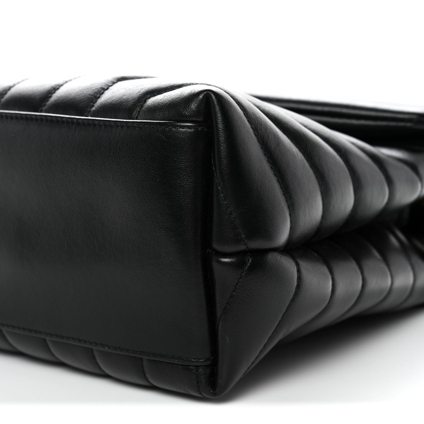 Calfskin Y Quilted Monogram Medium Loulou Chain Satchel Black