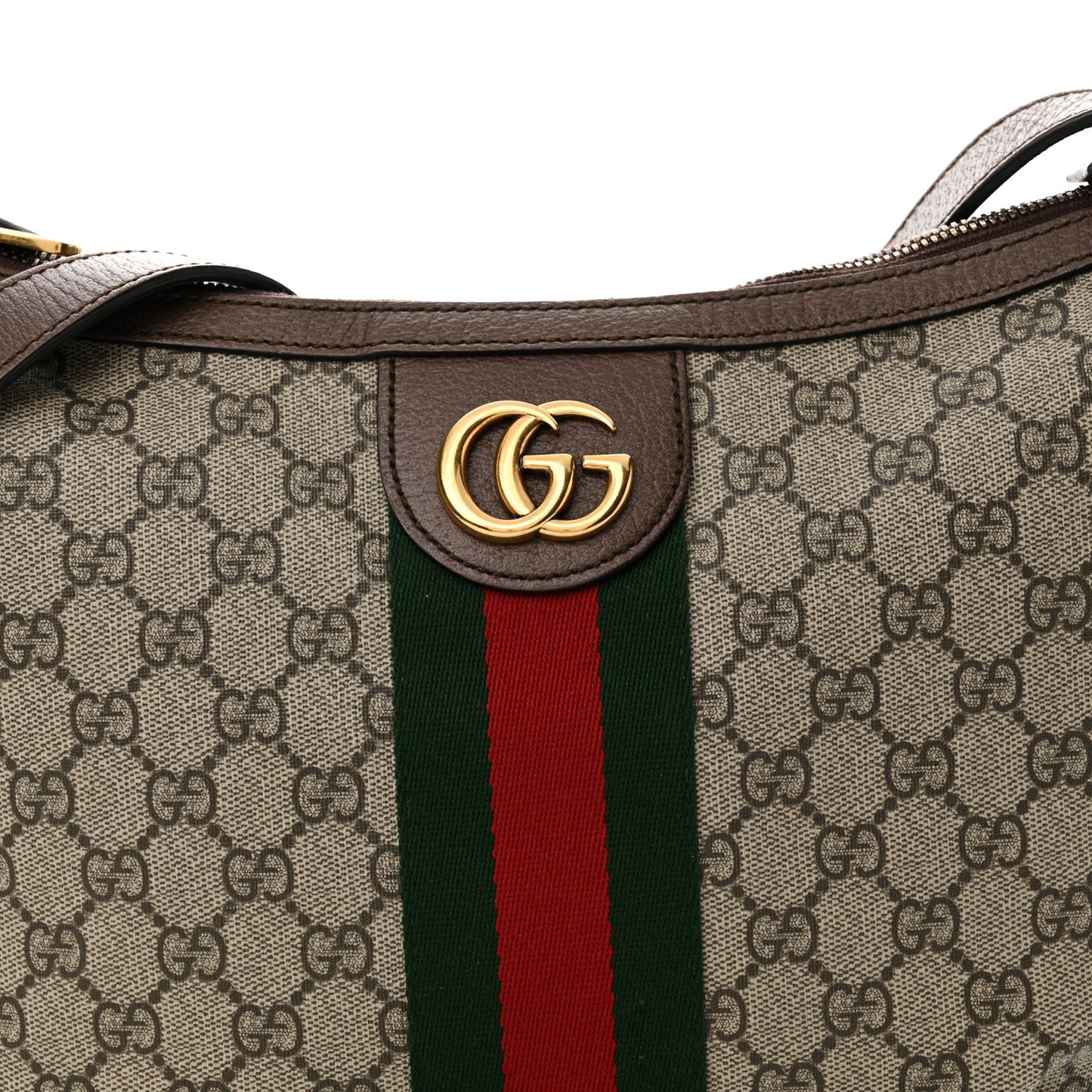 GG Supreme Monogram Web Small Ophidia Half Moon Hobo Brown