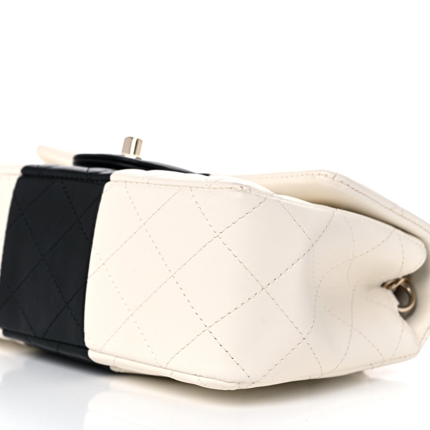 Chanel Lambskin Quilted Mini Rectangular Flap White Black 9 of 12