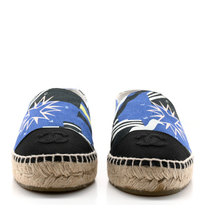 Chanel Fabric CC Espadrilles 37 Navy Ivory Black 2 of 12