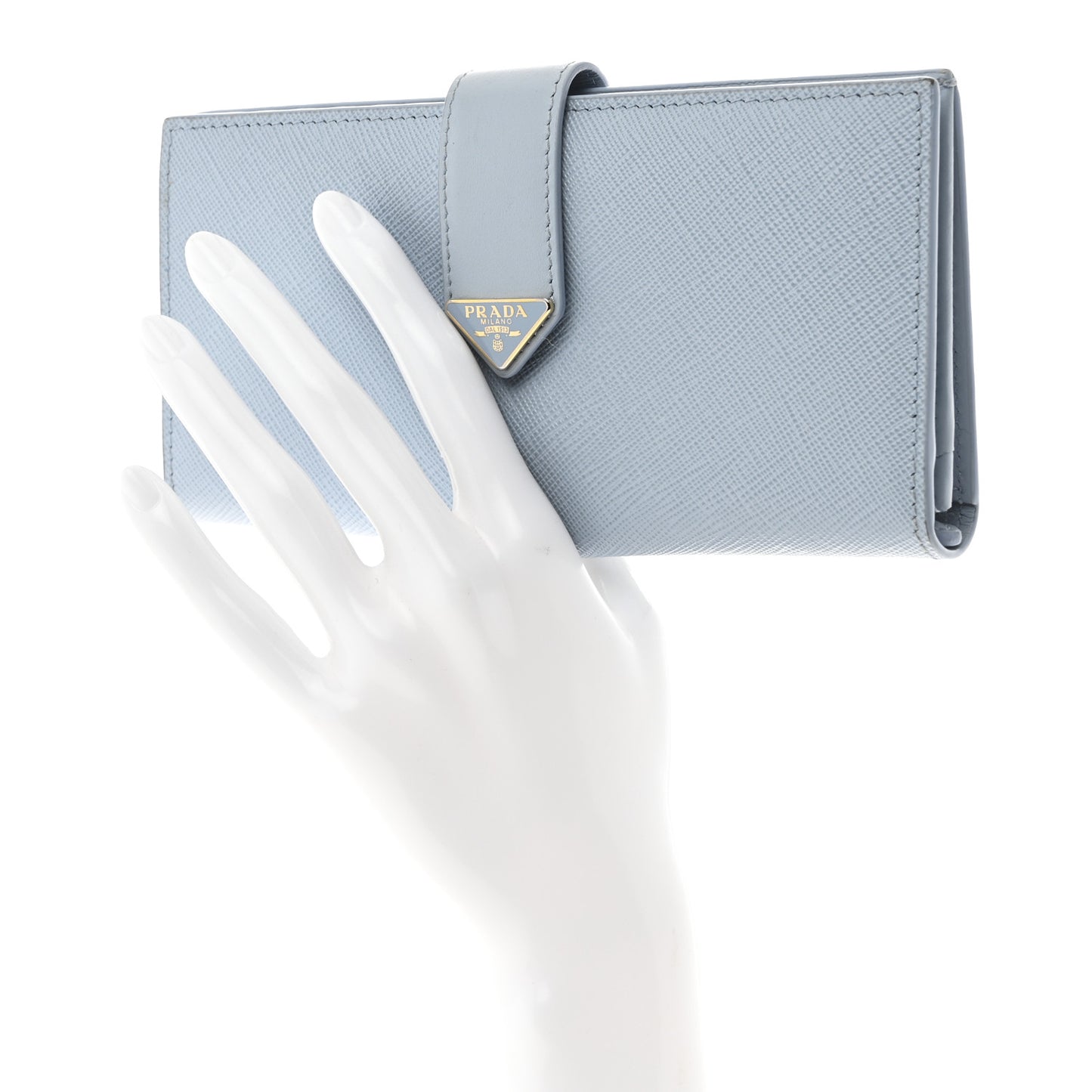 Saffiano Smooth Calfskin Large Tab Wallet Light Blue