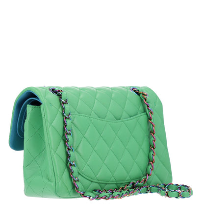 Chanel Lambskin Quilted Small Double Flap Green Blue 3 of 11