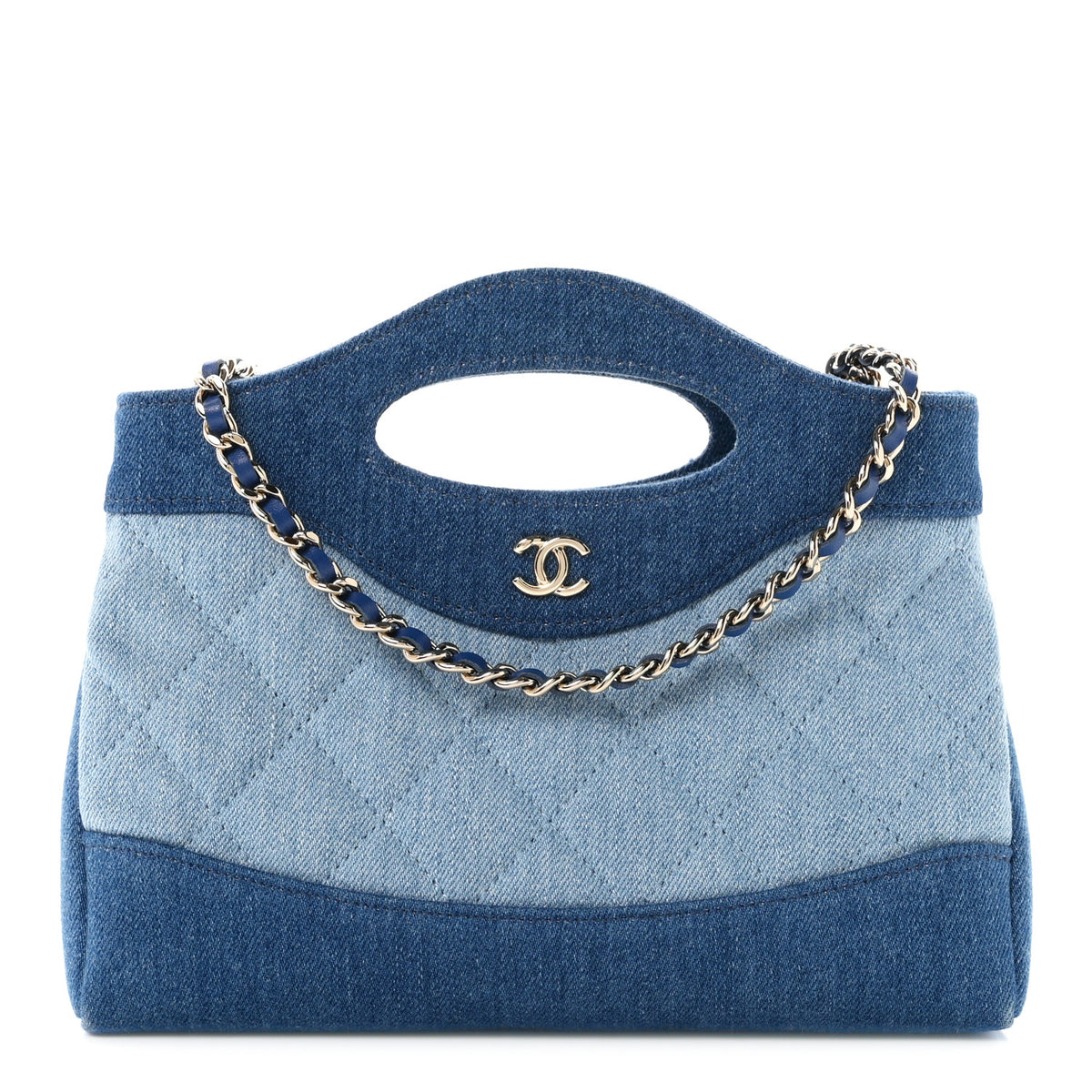 Chanel Denim Quilted Nano 31 Shopping Bag Light Blue Dark Blue 1 of 10