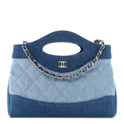 Chanel Denim Quilted Nano 31 Shopping Bag Light Blue Dark Blue 1 of 10