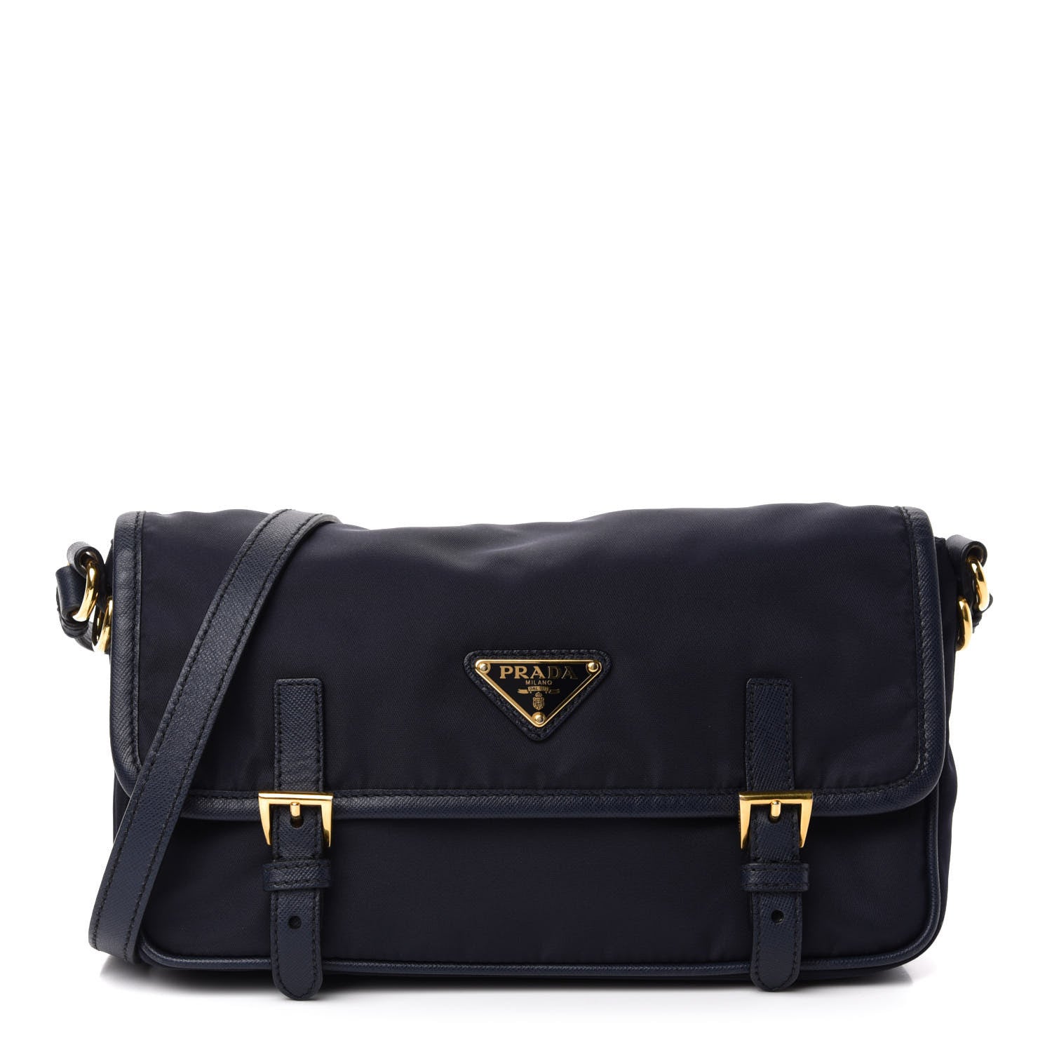 Prada Tessuto Nylon Saffiano Small Messenger Bag Blue 1 of 10