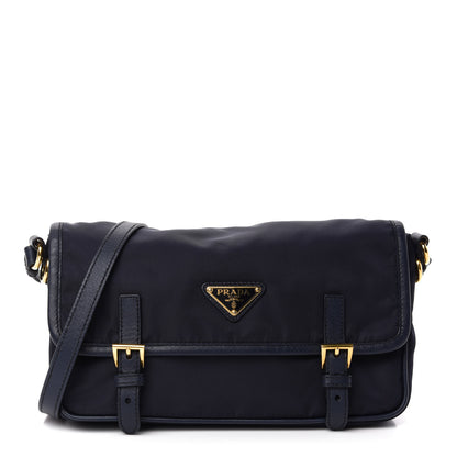 Prada Tessuto Nylon Saffiano Small Messenger Bag Blue 1 of 10