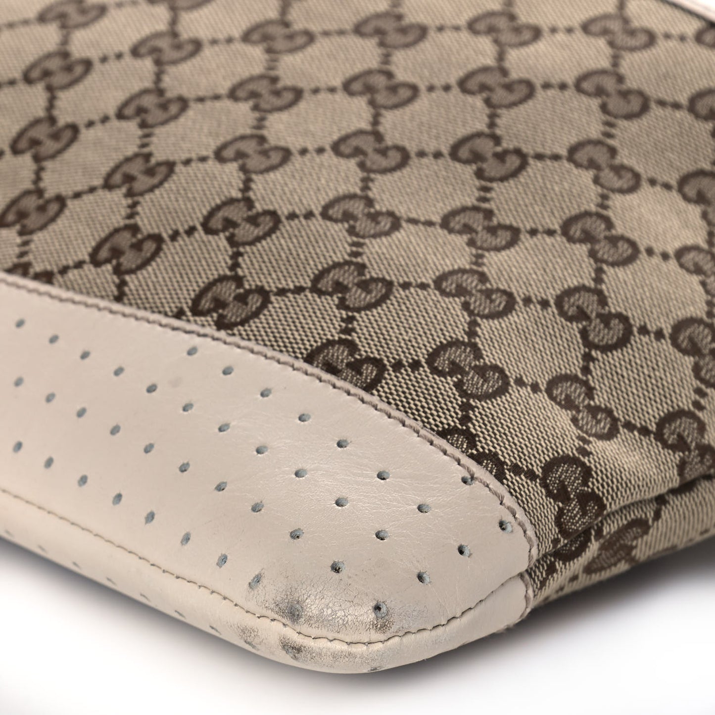 Monogram Calfskin Perforated Medium Flat Messenger Bag Off White