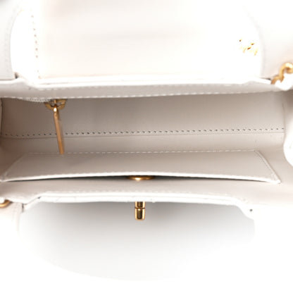 Chanel Shiny Aged Calfskin Quilted Nano Kelly Shopper White 5 of 11