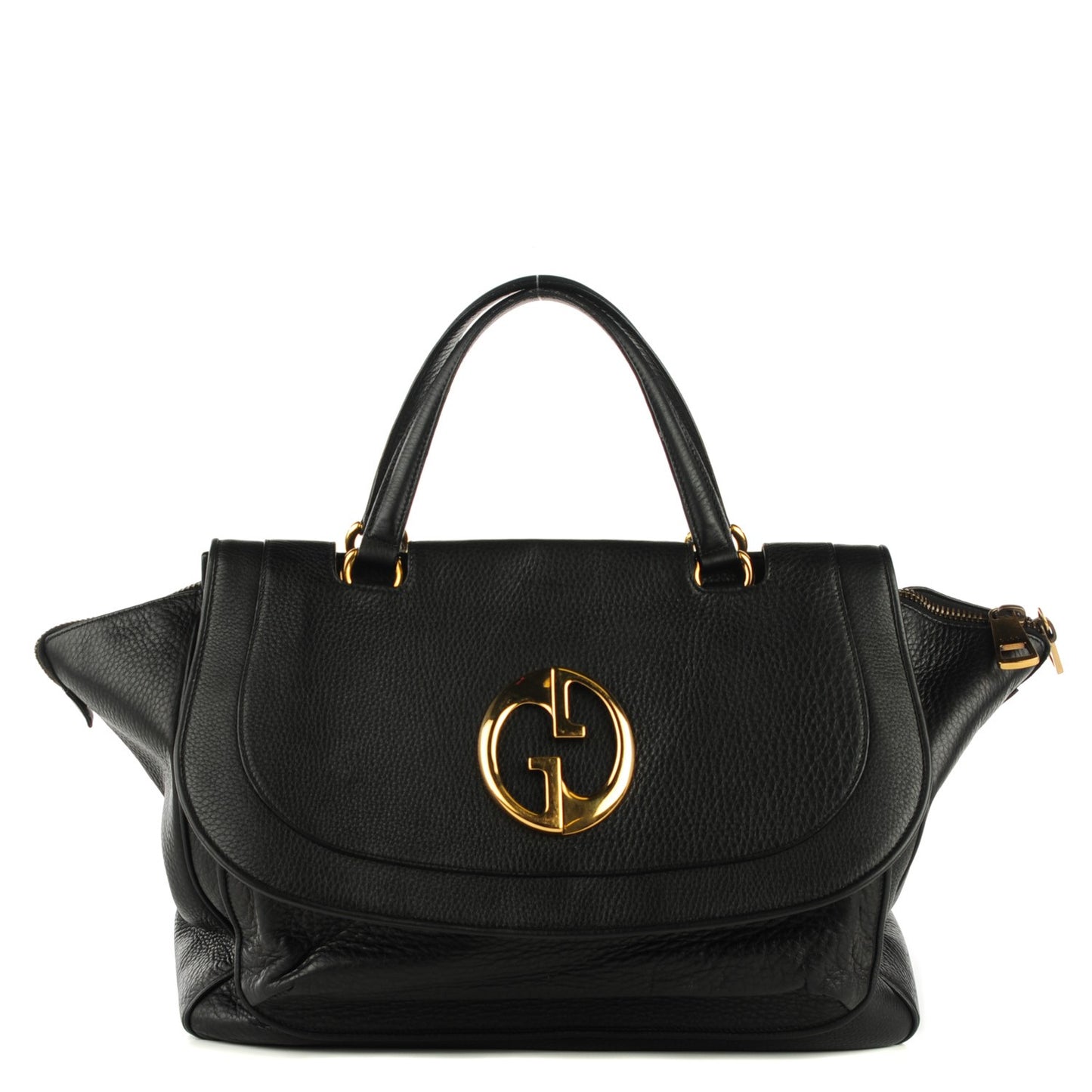 Pebbled Calfskin Medium 1973 Top Handle Satchel Black