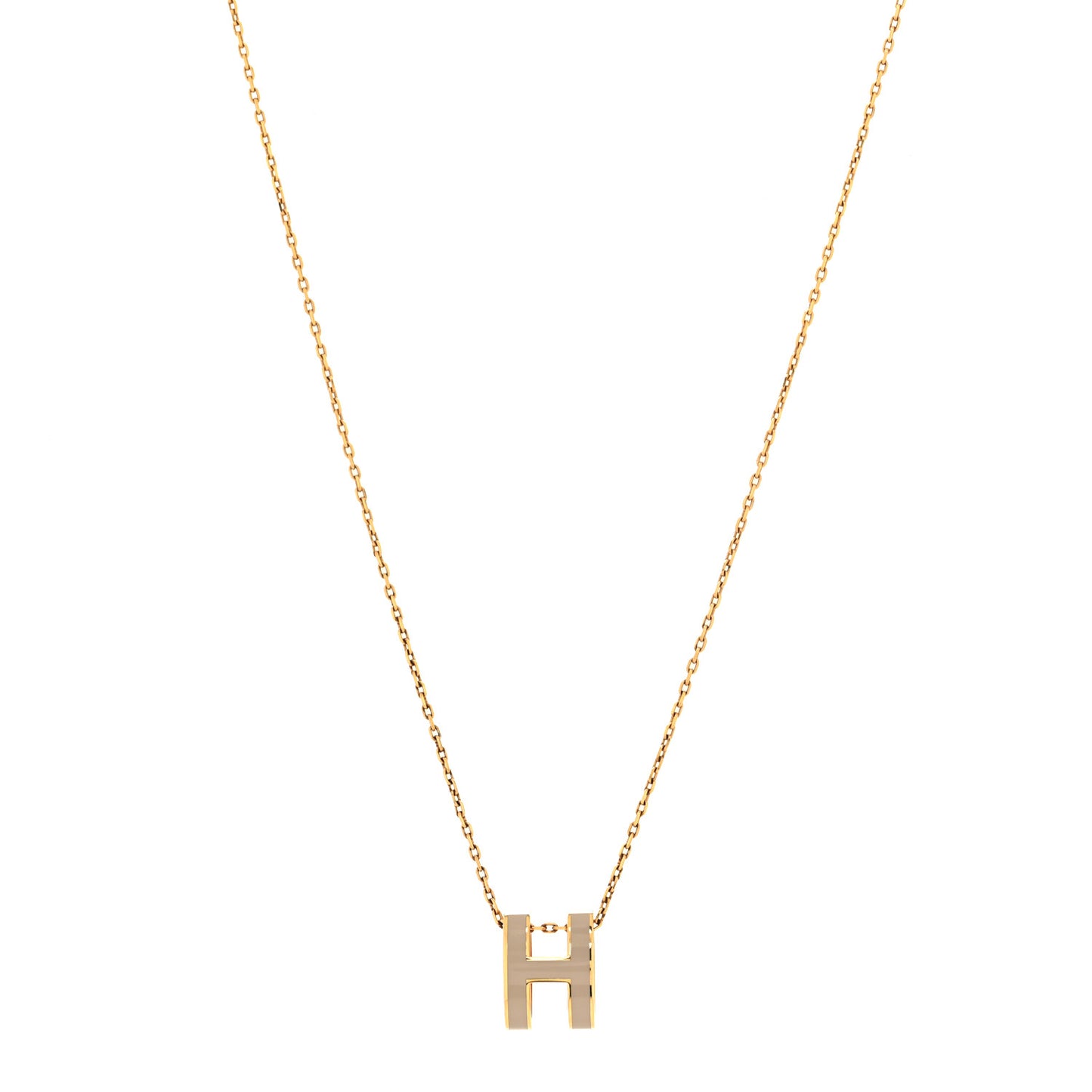 Lacquered Gold Pop H Pendant Necklace Marron Glace