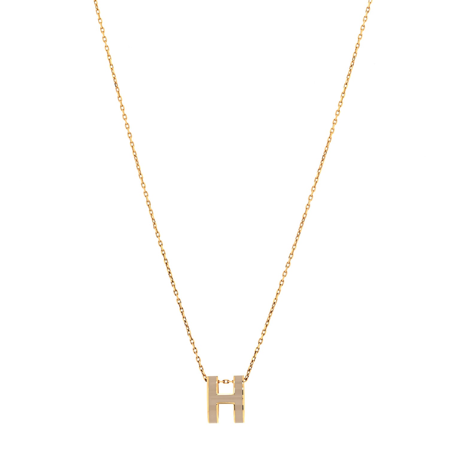 Hermes Lacquered Gold Pop H Pendant Necklace Marron Glace 1 of 5