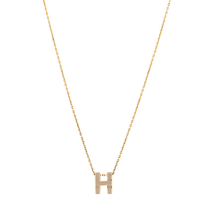 Hermes Lacquered Gold Pop H Pendant Necklace Marron Glace 1 of 5