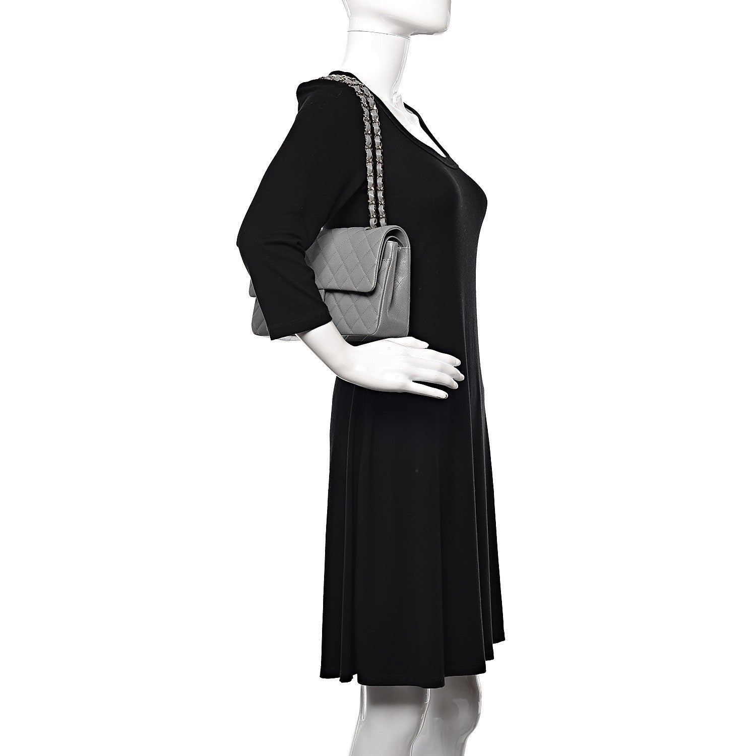 Chanel Caviar Quilted Medium Double Flap Grey 2 of 10