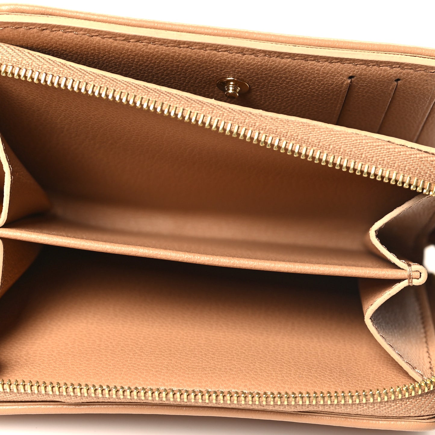 Lambskin Embossed Monogram Lou Coussin Wallet Camel