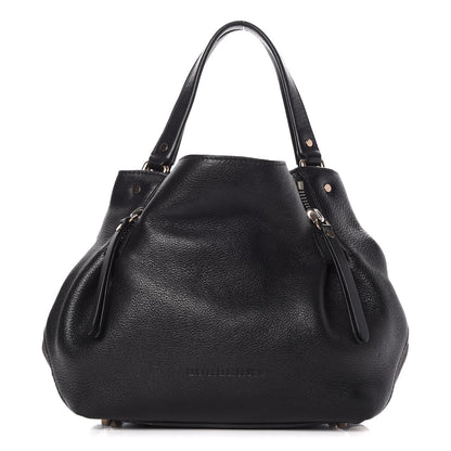 Burberry Grainy Calfskin House Check Small Maidstone Black 1 of 9