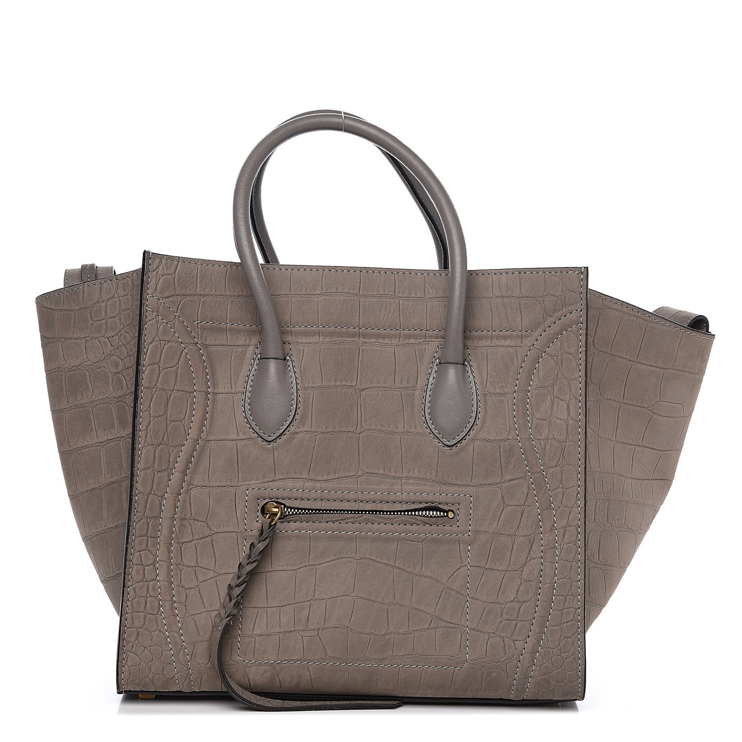 Crocodile Embossed Nubuck Medium Phantom Luggage Grey