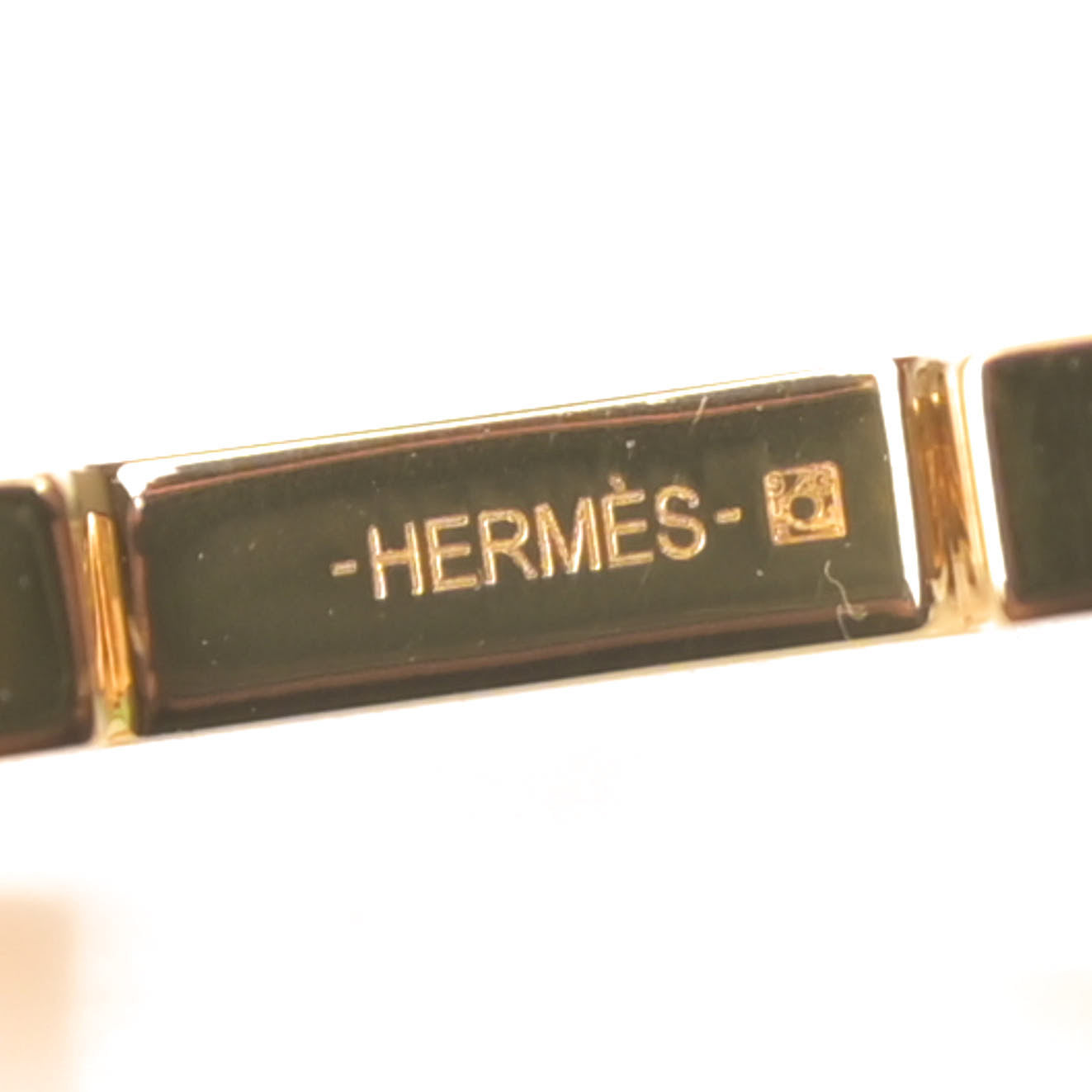 Lacquered Metal Au Carre Double H Belt Buckle Gold Nata