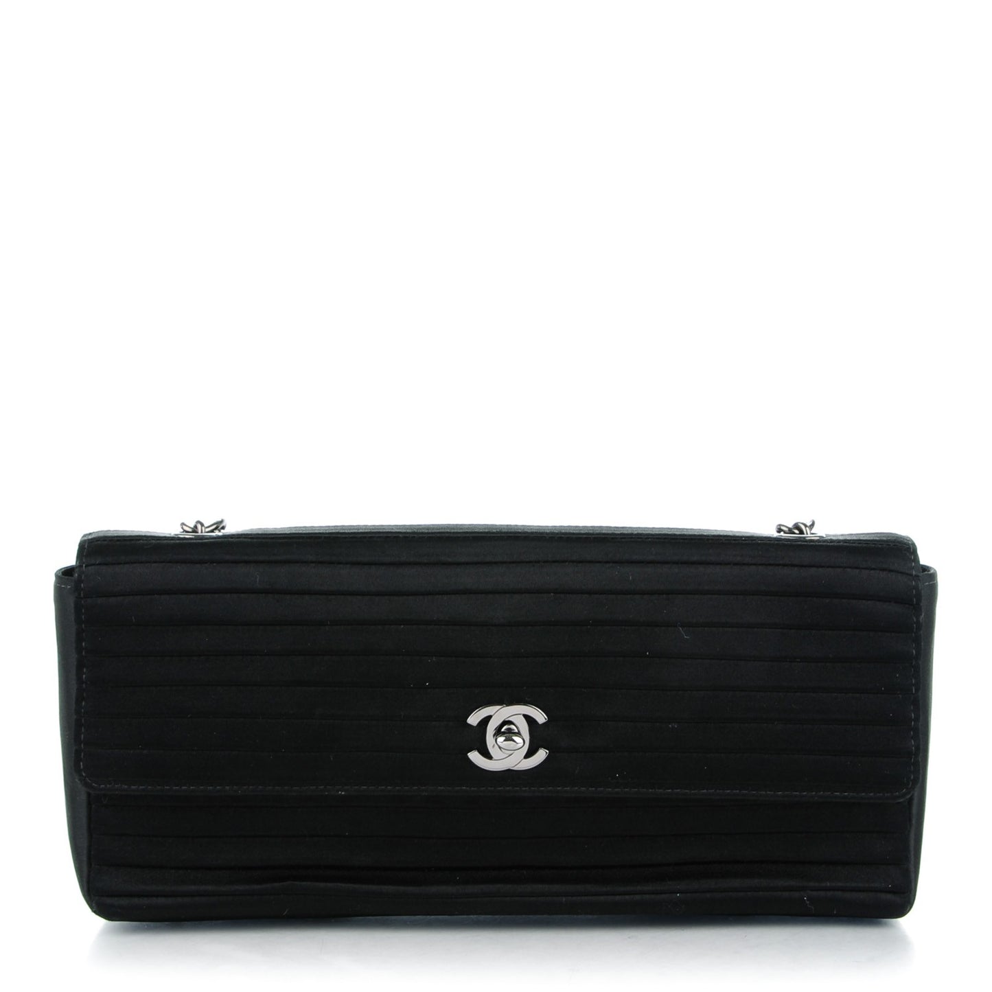 Satin Horizontal Quilt East West Double Flap Black