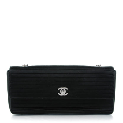 Chanel Satin Horizontal Quilt East West Double Flap Black 1 of 8
