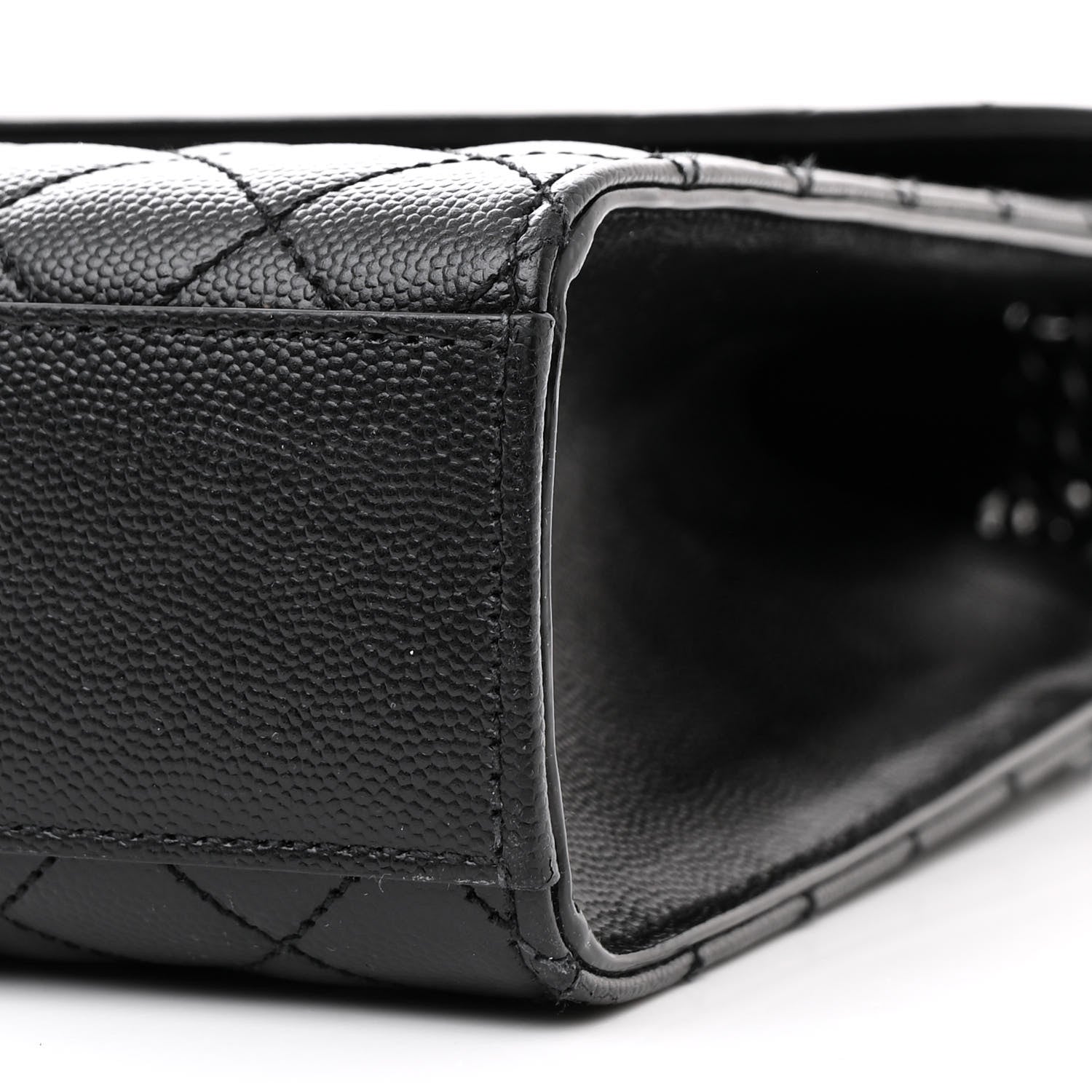 Saint Laurent Grain De Poudre Textured Mixed Matelasse Triquilt Medium Monogram Monochrome Satchel Black 10 of 13