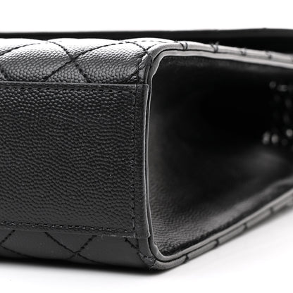 Saint Laurent Grain De Poudre Textured Mixed Matelasse Triquilt Medium Monogram Monochrome Satchel Black 10 of 13